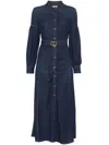 Twinset Denim Midi Dress In Blue With Belted Waist In Blue