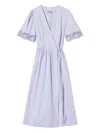 Twinset Lace-trimmed Wrap Dress In Blue
