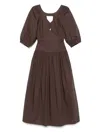 Twinset Twin-set Coffee Cotton Blend Dresses In Brown