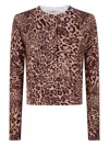 Twinset Twin-set Cropped Leopard Print Jacket With Button-down Front In Burgundy
