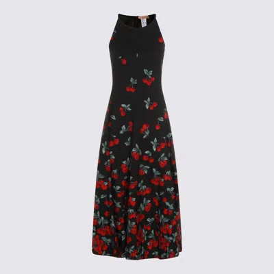Twinset Cherry-print Midi Dress In Black