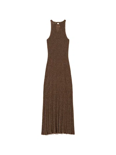 Twinset Dresses Coffee Liquer Lurex In Brown