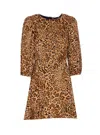 Twinset Leopard-print Puff-sleeve Mini Dress In Multi