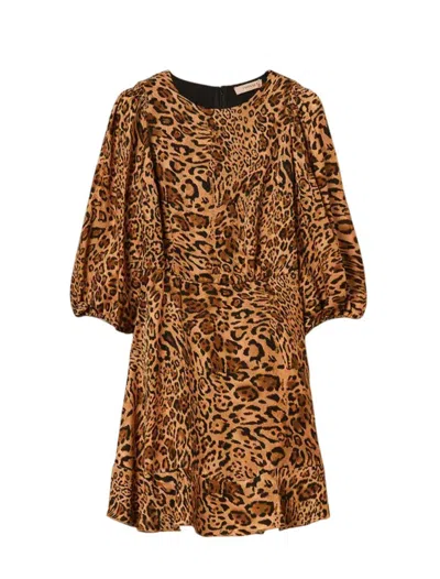 Twinset Jacquard Viscose Mini Dress In Brown