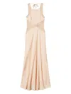 Twinset Flared Beige Long Dress With Lace In Multicolor
