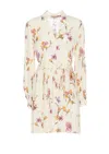 Twinset Twin-set Neutrals Floral Print Mini Dress In Multicolour