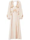 Twinset Twin-set Maxi Dress With Deep V-neckline Andcut-out Detail In Multicolour