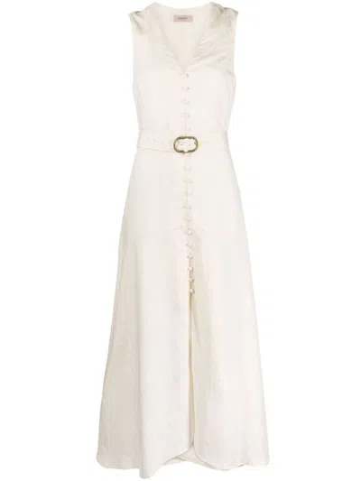 Twinset V-neck Buttoned Maxi Dress In White
