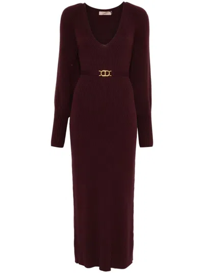 Twinset Dresses In Plum Wine