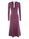 Twinset Twin-set Fitted Bodice Dress With Twist Detail And Flared Skirt In Purple