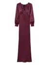 Twinset Long Satin Dress With Embroidery In Purple