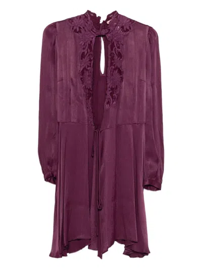 Twinset Abito Floral Lace Dress In Purple