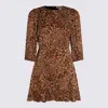 Twinset Leopard-print Puff-sleeve Mini Dress In Brown