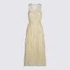 Twinset Twin-set Vanilla Long Pleated Dress In Brown