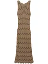 TWINSET TWINSET MIDI DRESS WITH ZIG ZAG MOTIF WITH SLIT
