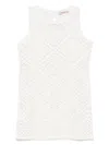 Twinset White Dress With Knitted Design And All-over Floral Embroidery In Cotton Woman In White
