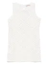 Twinset White Dress With Knitted Design And All-over Floral Embroidery In Cotton Woman In White