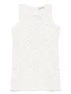 Twinset White Dress With Knitted Design And All-over Floral Embroidery In Cotton Woman In White