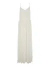 TWINSET WHITE LONG SLEEVELESS DRESS WITH V NECK