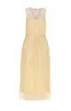 Twinset Twin-set Vanilla Long Pleated Dress In Nude