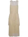 Twinset Pleated Ruffled Gauze Long Dress In Yellow