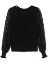 Twinset Twin-set Black Dual-use Lace Sleeve Sweater In Black