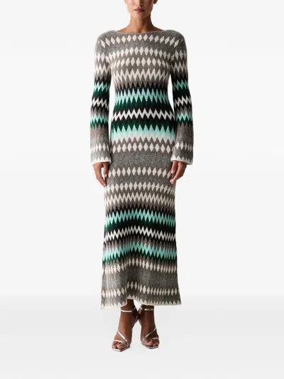 Twinset Dual-use Long Jacquard Knit Dress In Multi