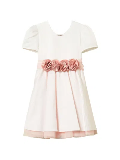 Twinset Kids' Duchess Dress With Flower Detail In Neutral