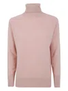 Twinset Twin-set Dusty Pink Turtleneck Sweater With Raglan Sleeves In Pink