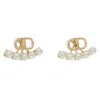 TWINSET EARRINGS WITH OVAL T AND PEARLS