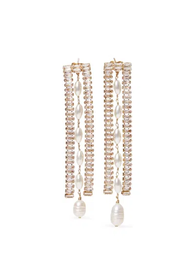 Twinset Earrings With Rhinestones And Pearls In Gold