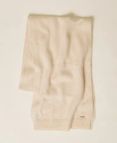 Twinset Knit Scarf With Sequins In Neutral
