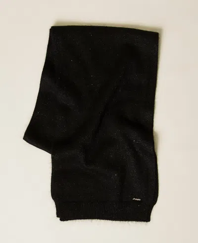 Twinset Knit Scarf With Sequins In Black