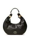 Twinset Eclipse Crescent-shape Logo-detail Shoulder Bag In Black