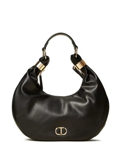 Twinset Eclipse Crescent-shape Logo-detail Shoulder Bag In Black