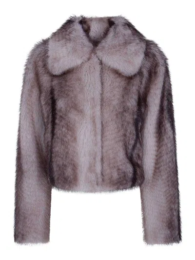 Twinset Eco Fur Bomber Coat In Brown