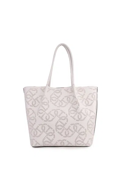 Twinset Eco-leather Shopper Bag With Perforated Logo In Bianco Ottico