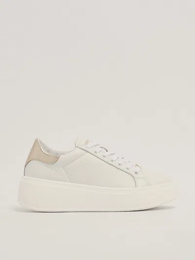 Twinset Ecopelle Sneaker In Bianco-oro