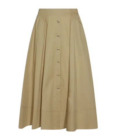 Twinset Elastic Waist Midi Skirt In Green