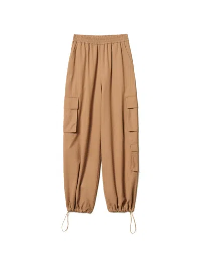 Twinset Elasticated-waistband Cargo Pants In Brown