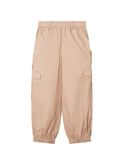 Twinset Kids' Elasticated-cuff Cargo Pants In Neutral