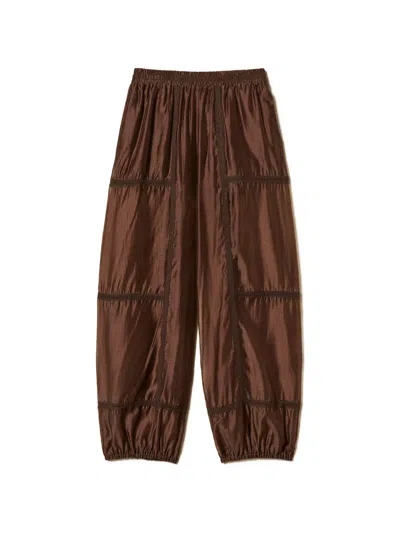 Twinset Elastic-waistband Trousers In Brown