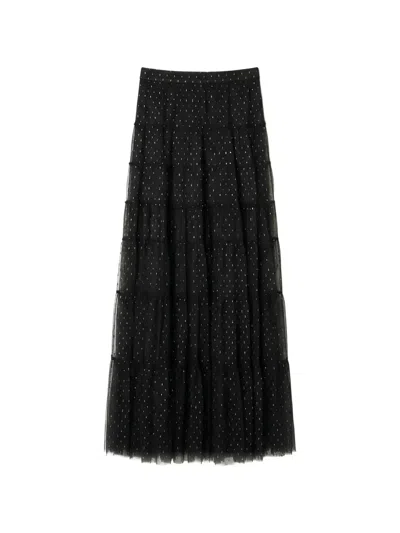 Twinset Embellished A-line Midi Skirt In Black