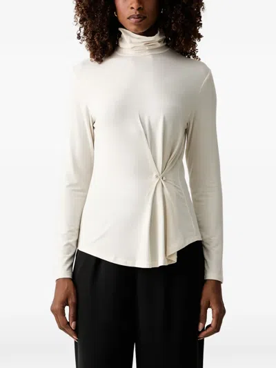 Twinset Embellished Gathered-detail Blouse In Neutral
