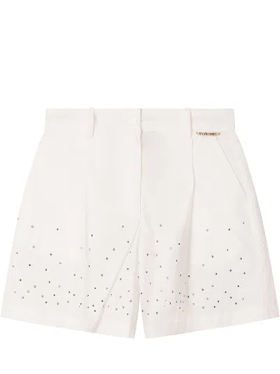 Twinset Twin-set Embellished Mini Shorts In Off White
