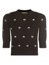 Twinset Embellished Round-neck Sweater In Black