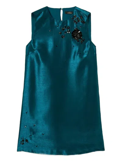 Twinset Embellished Sleeveless Mini Dress In Blue