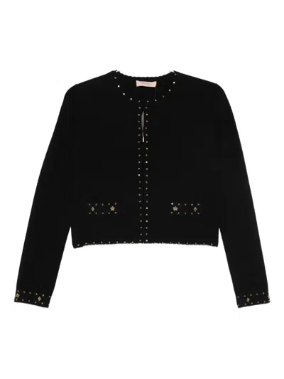Twinset Embellished Stud-detail Cardigan In Black