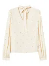 Twinset Embellished Tie-neck Blouse In Neutral