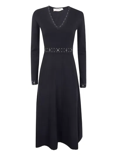 TWINSET EMBELLISHED V-NECK DRESS